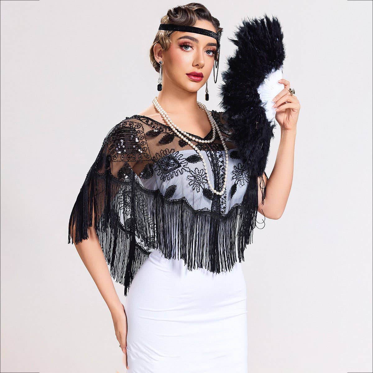 Vintage Sequin Fringe Cape ? Party Dress Shawl