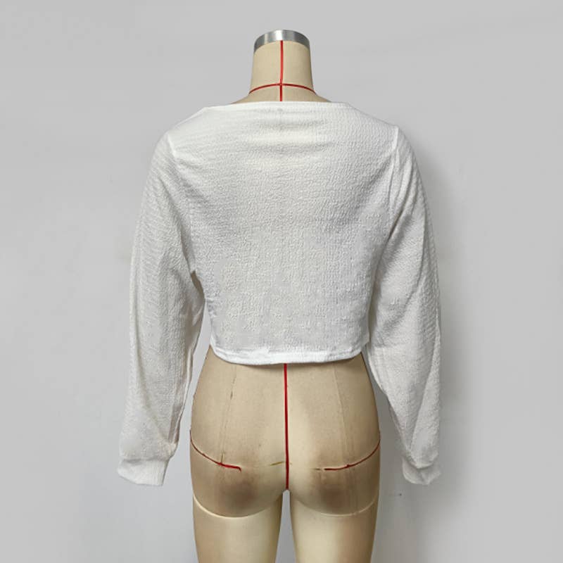 Sheer Puff Sleeve Crop Sun Shirt