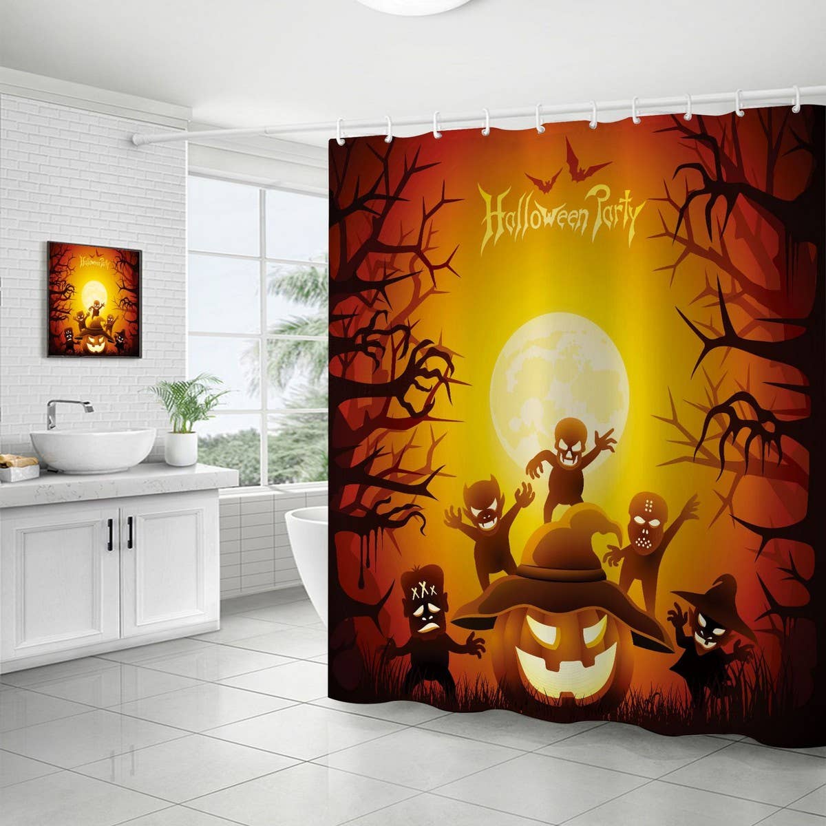 HALLOWEEN THANKSGIVING FLOWER SHOWER CURTAIN