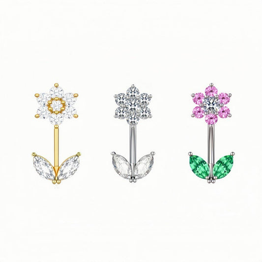 Copper CZ Flower Belly Ring Scratch-Resistant
