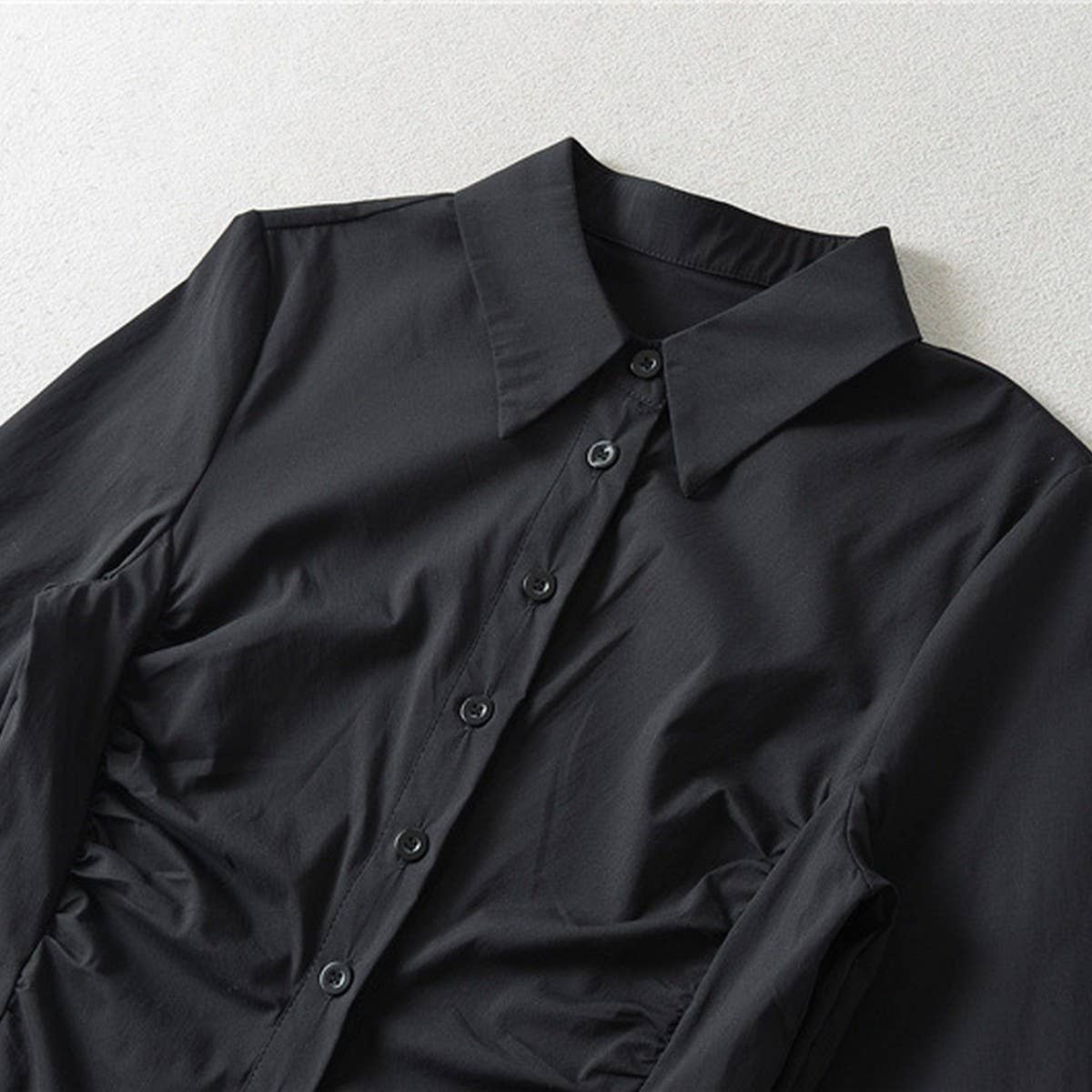 One-breasted shirt dress with POLO neck and waist