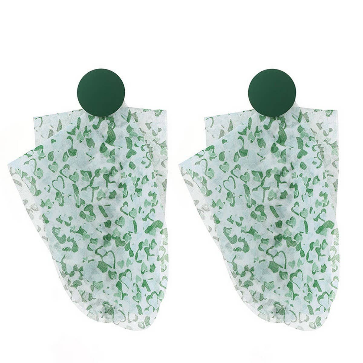 Long Dyed Fabric Heart Earrings ? Handmade Style