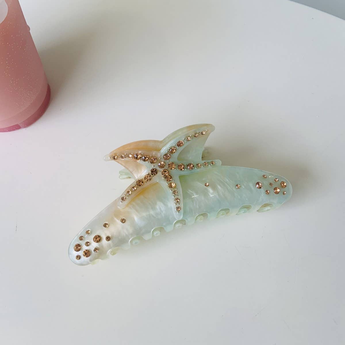 Starfish Rhinestone Hair Claw Luxe Acetate Clip_CWAHA2157