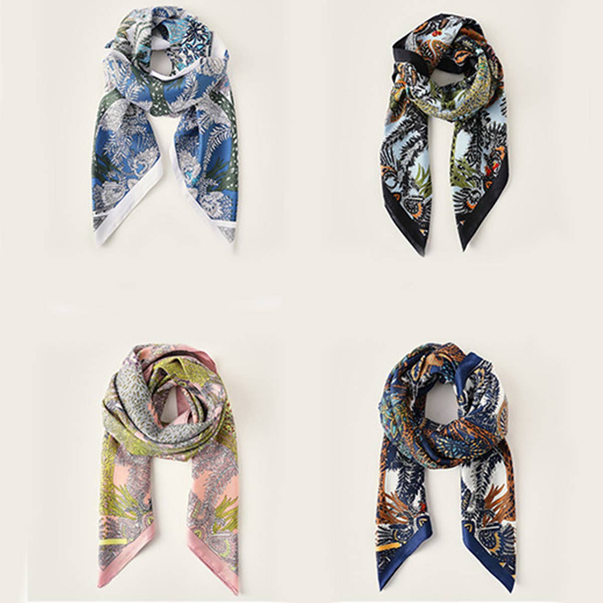 Vintage French Print Scarf ? 90cm Silk Feel Square