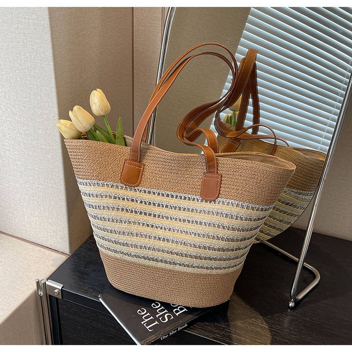 TEMPERAMENT HOLLOW WOVEN BEACH BAG_CWAB2315