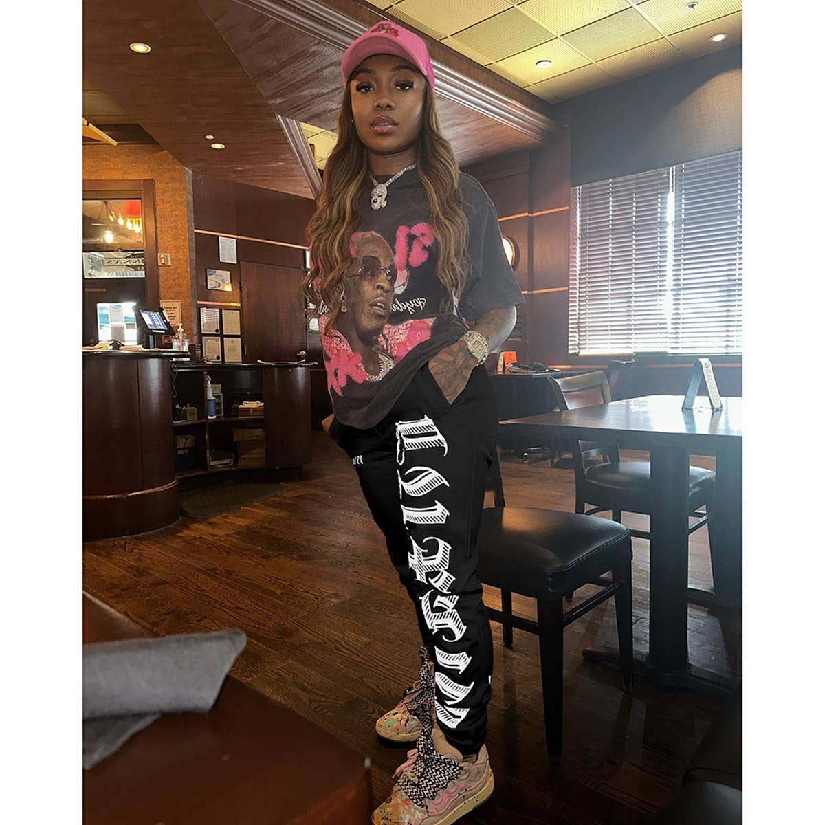 WOMEN SPORTS CASUAL FASHION PRINTED LONG PANTS_CWBLP0339