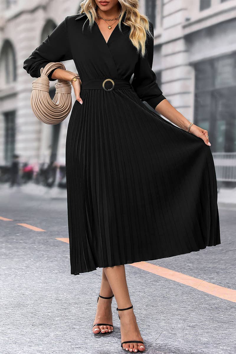 CWDMD4443_SPRING AND AUTUMN HIGH-END SOLID COLOR DRESS