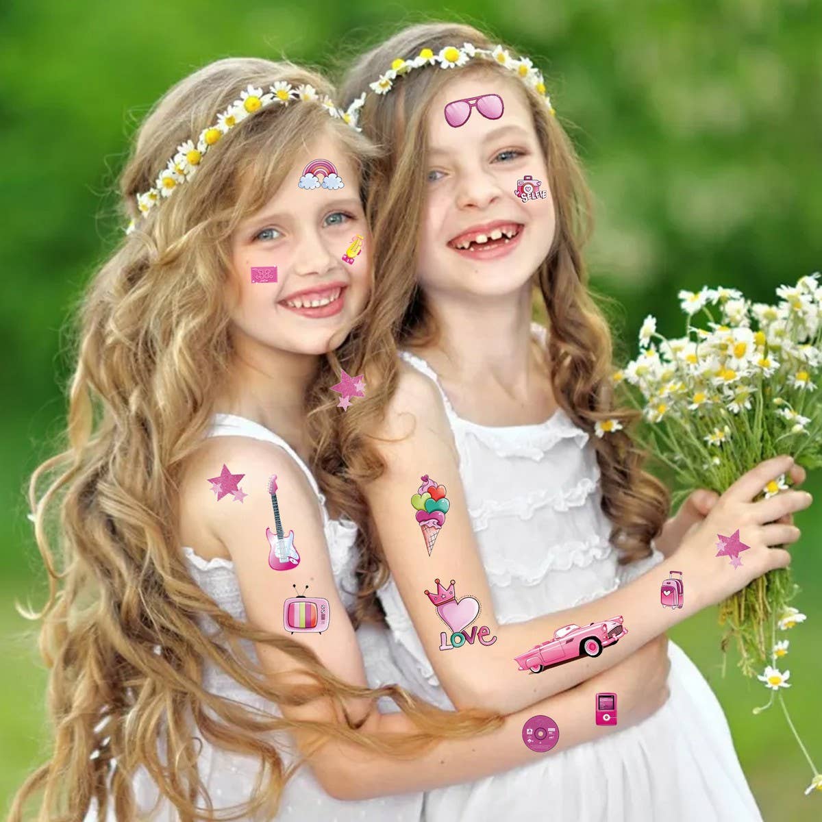 Pink Party Girl Tattoos ??Chic Birthday Style_CWMM8239