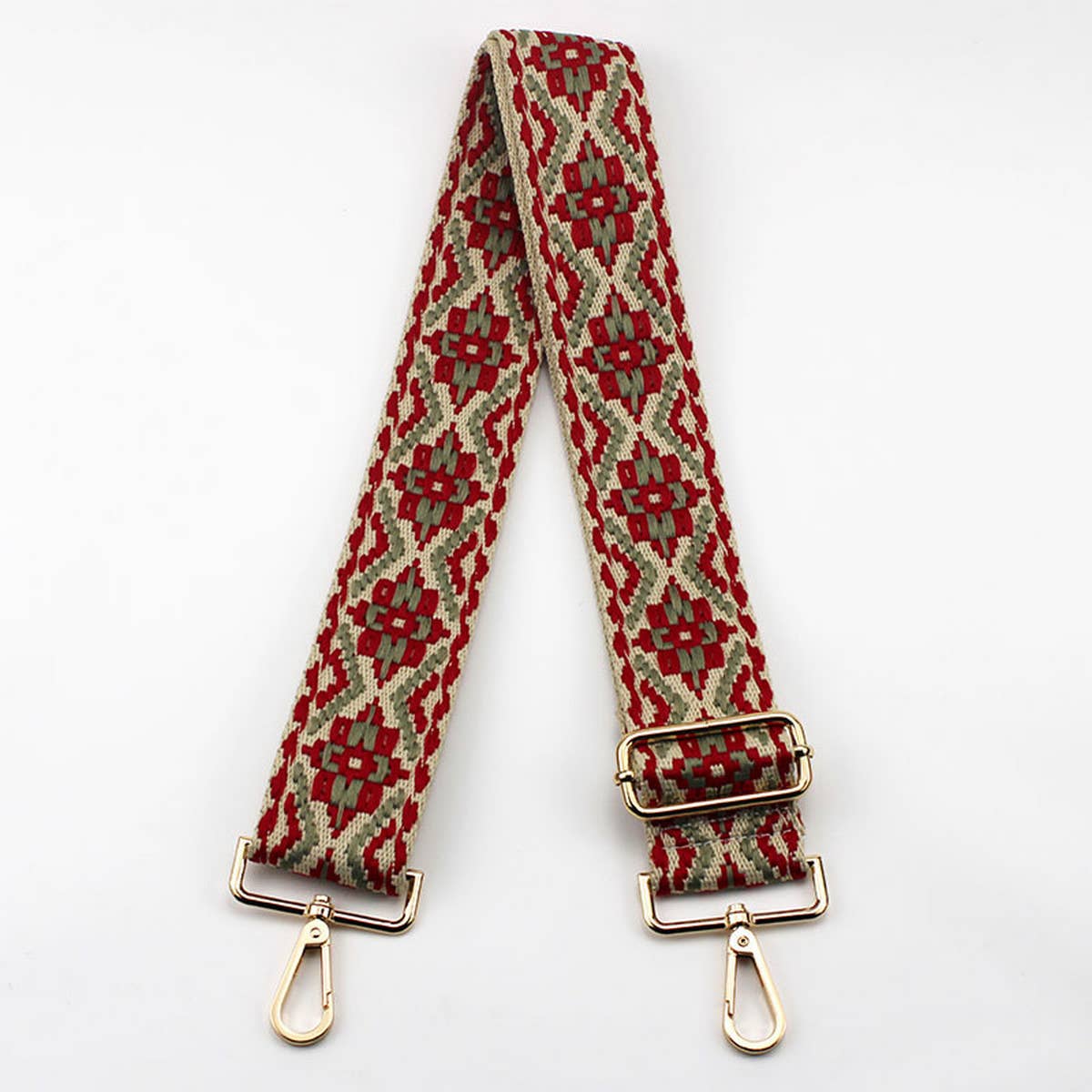 GEOMETRIC EMBROIDERY ADJUSTABLE BAG STRAP