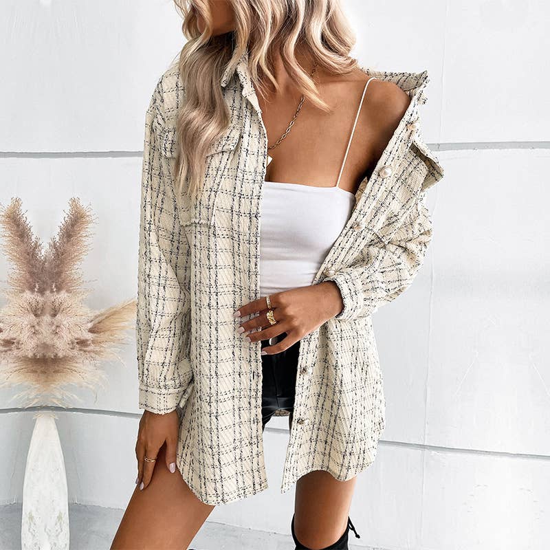 Little pocket coat plaid cardigan