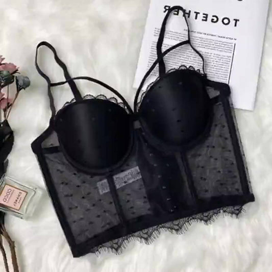 WOMEN'S THIN LACE MESH HERRINGBONE BRA