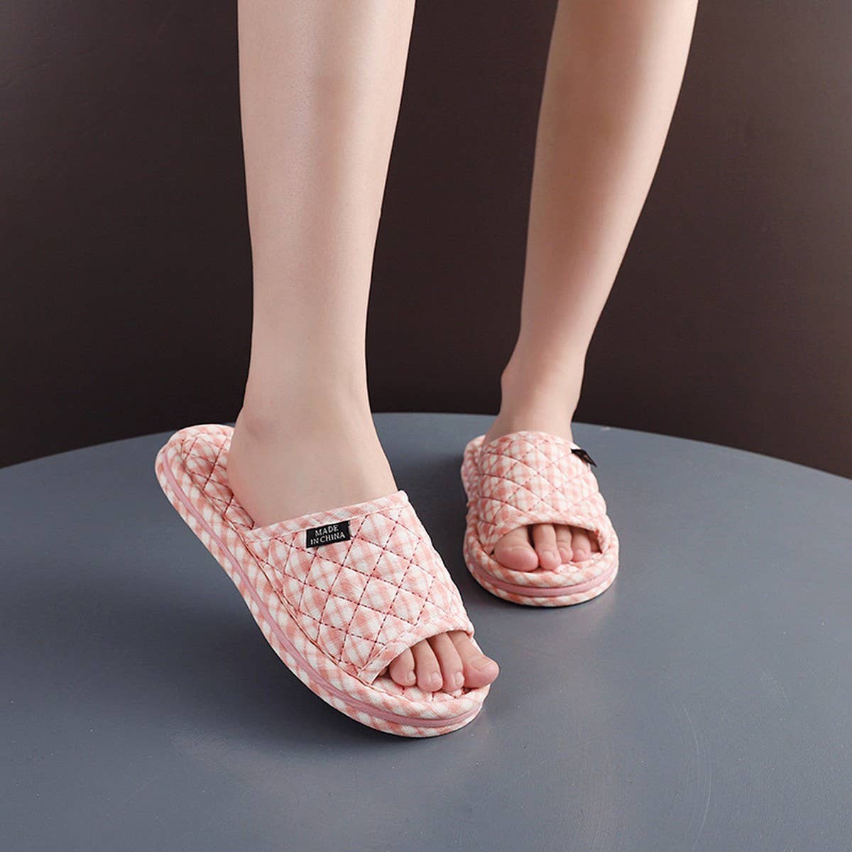 Thick Cotton Indoor Slippers with Fabric Sole
