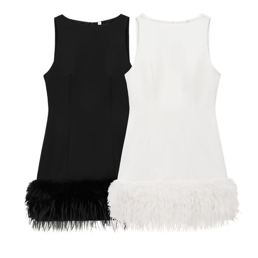 New Women??¢s Feather Detail French Style Dress_CWDMD5812