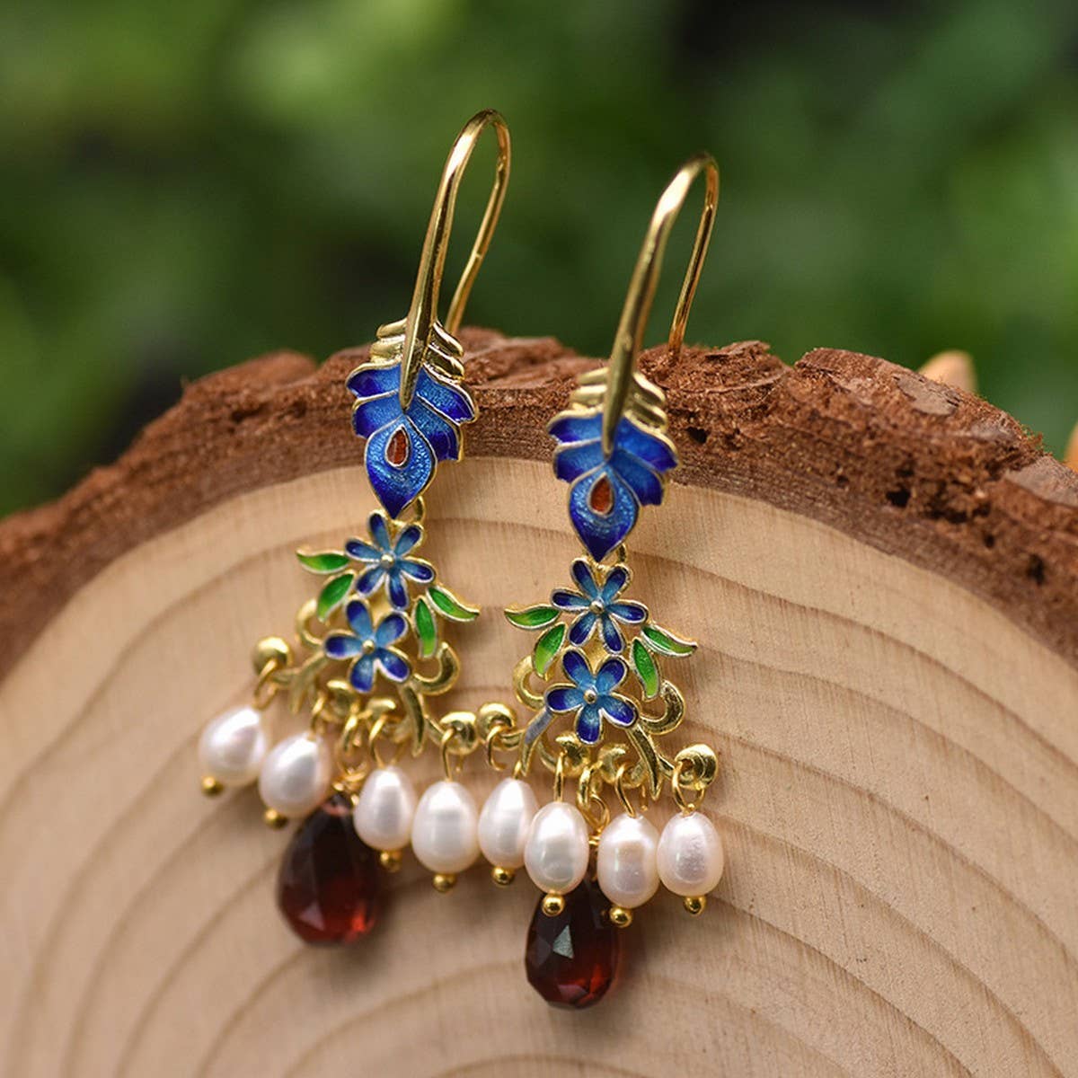 NEW HIGH-END PEACOCK FRESHWATER PEARL EARRINGS
