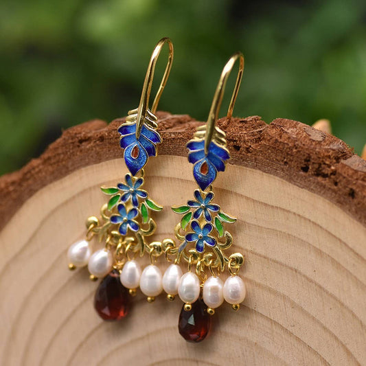 NEW HIGH-END PEACOCK FRESHWATER PEARL EARRINGS
