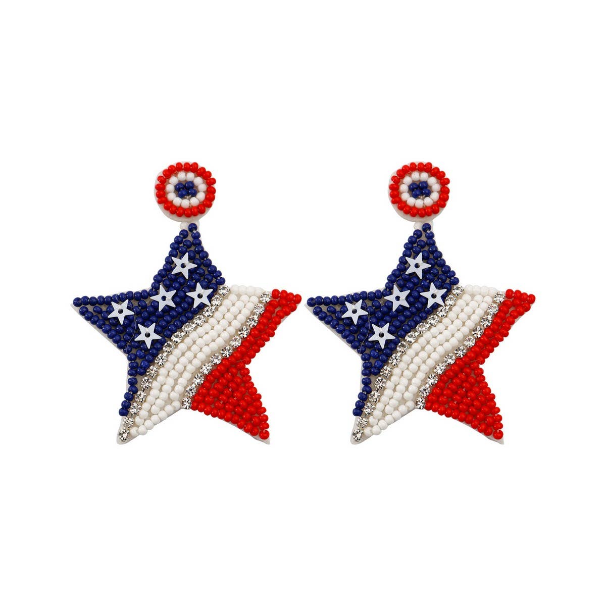 VINTAGE AMERICAN FLAG HANDWOVEN EARRINGS