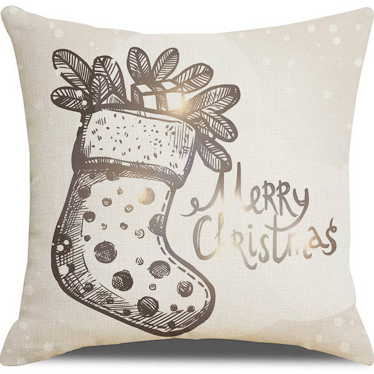 GOLD CHRISTMAS PRINT PILLOWCASE