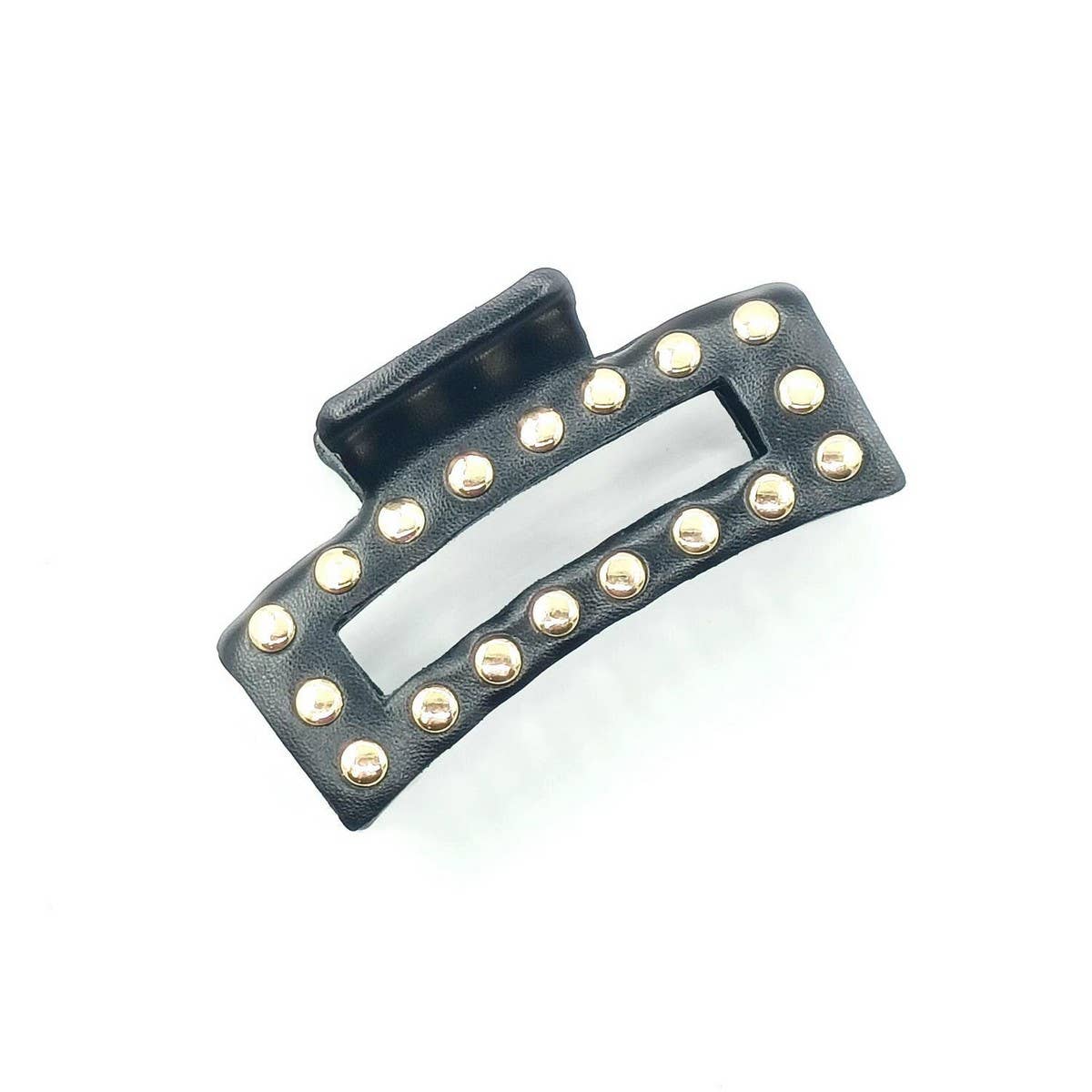 9cm Rectangular Faux Leather Studded Hair Claw_CWAHA6366
