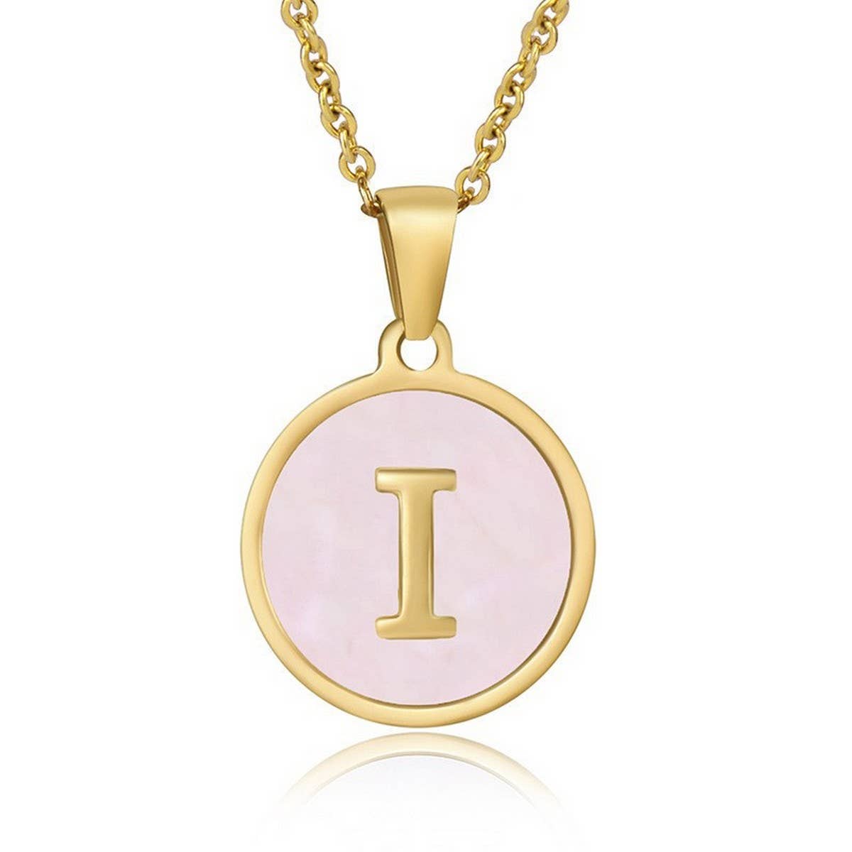 ROUND 18K GOLD STAINLESS STEEL 26LETTERS NECKLACE