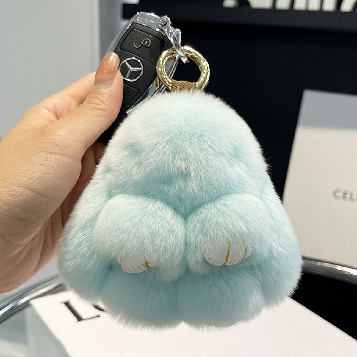 NEW MINI CUTE PLUSH BUNNY CAR KEYCHAIN PENDANT