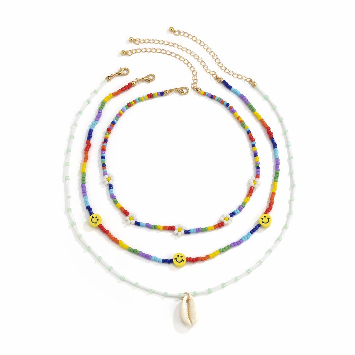 SHELL SMILEY DAISY BRAIDED NECKLACE