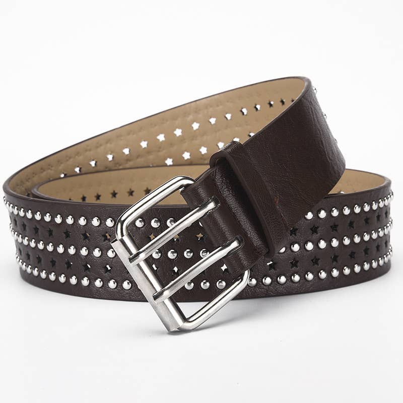 Punk hip-hop style five-pointed star-hole belt