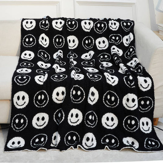SMILING FACE KNITTED JACQUARD BLANKET SOFA BLANKET_CWMM0323