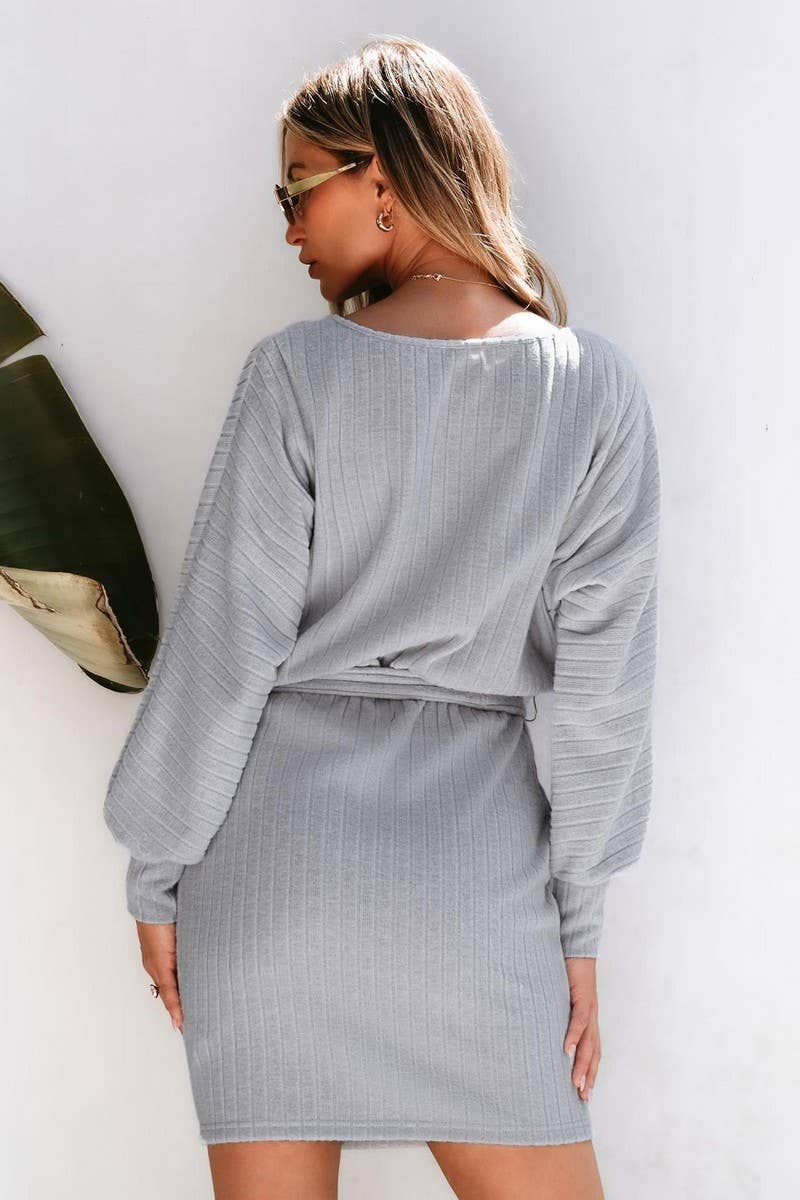 CWDSD8754_RIBBED KNIT LONG SLEEVE BELTED SWEATER DRESS