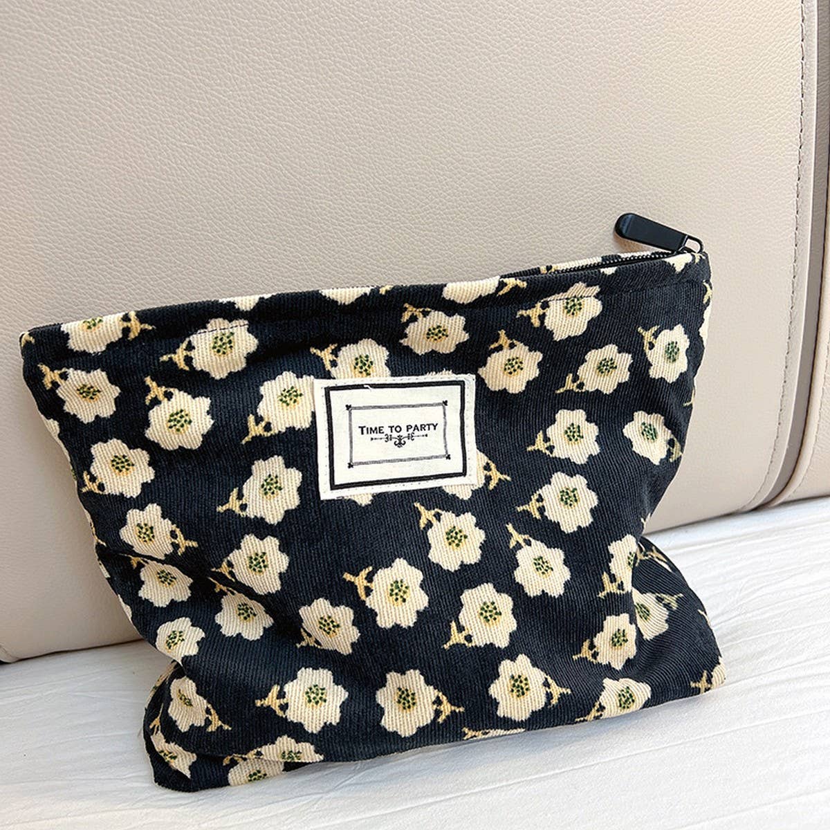 CORDUROY RETRO FLORAL LARGE CAPACITY MAKEUP BAG_CWAB1221