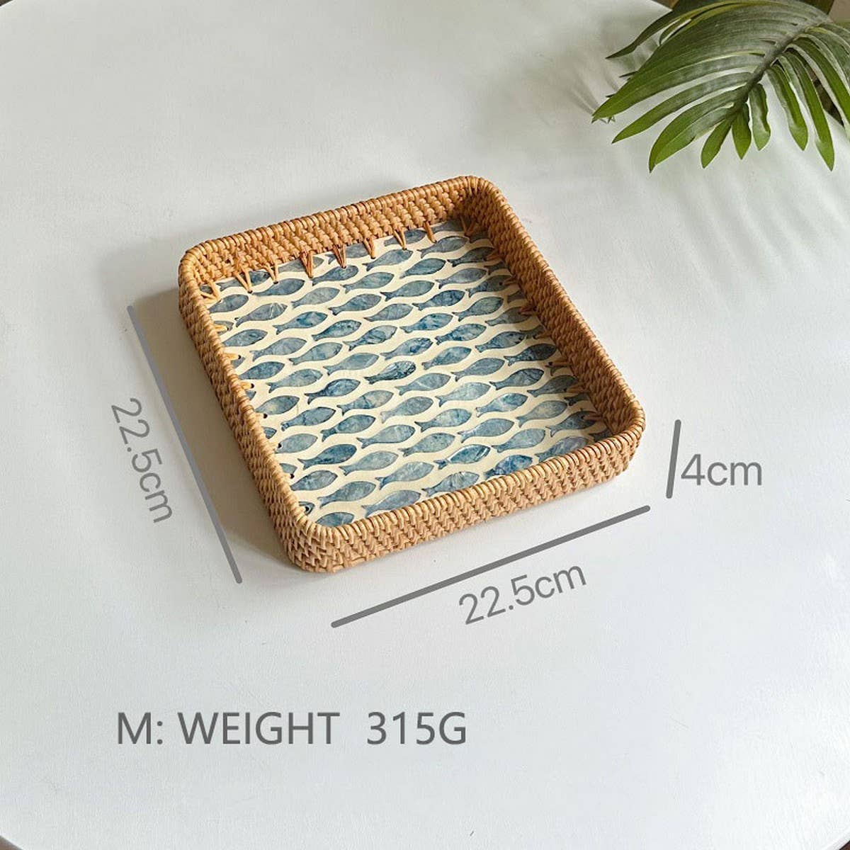 RATTAN COLORFUL SHELL CREATIVE HANDMADE FRUIT PLATE_CWMM4423