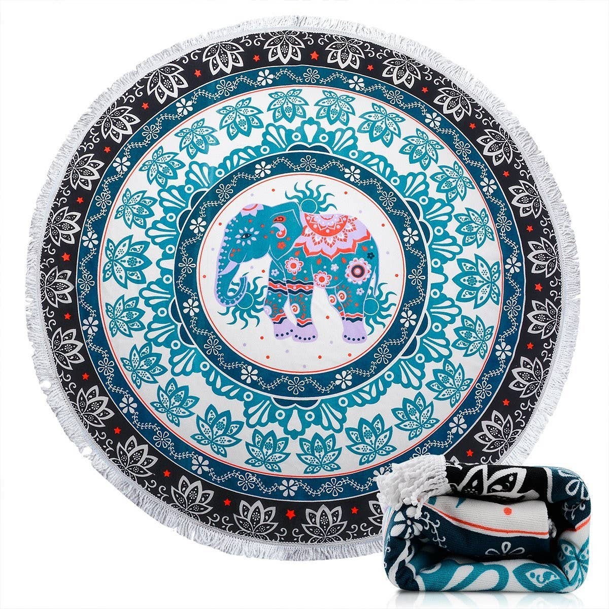 Round Microfiber Tassel Beach Towel Blanket