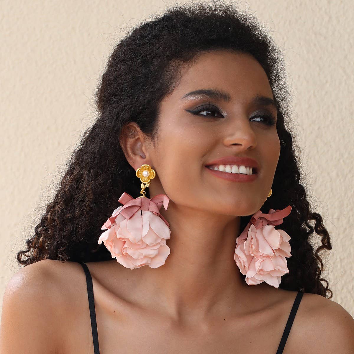 Handmade Fabric Flower Earrings Bold Spring Design
