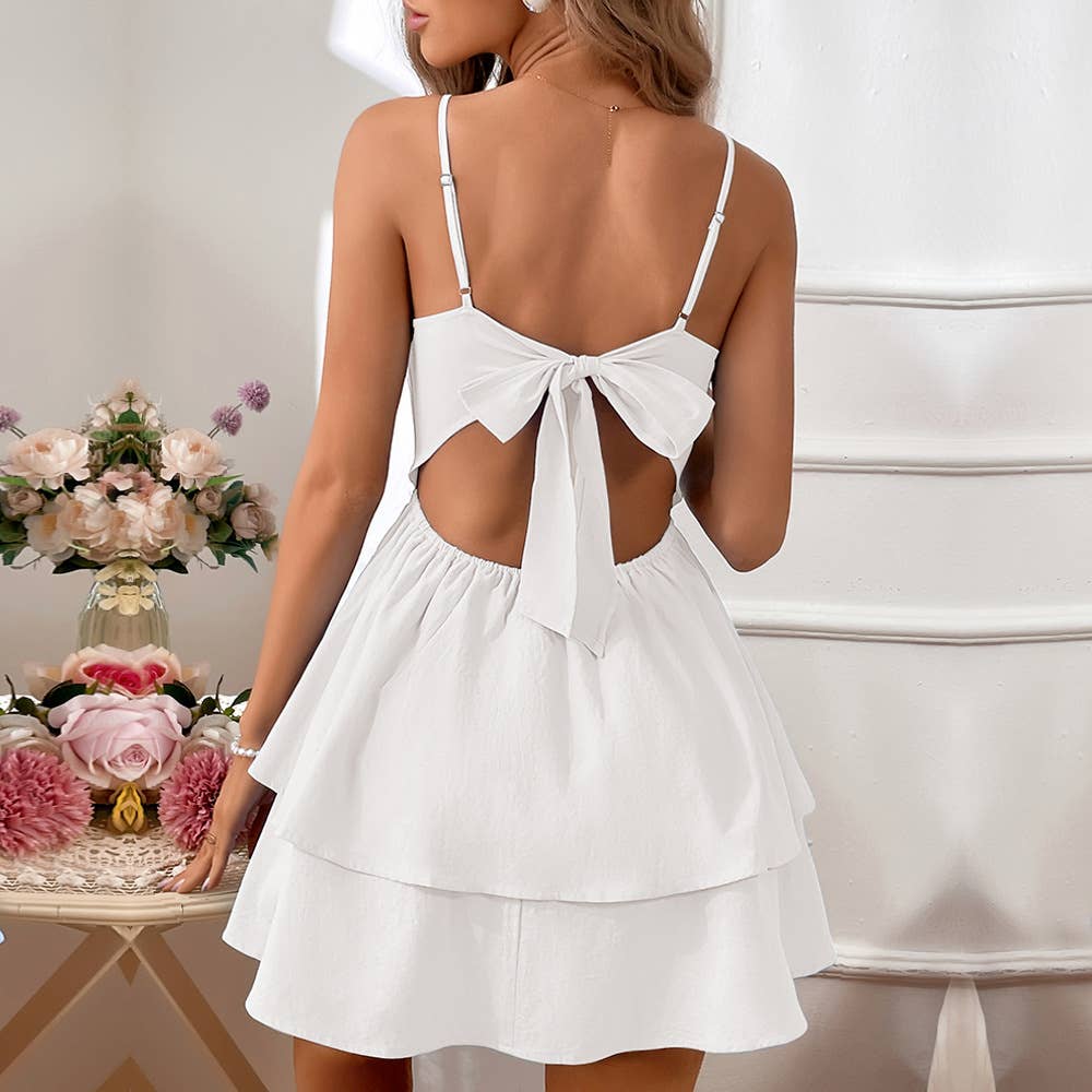 Backless Butterfly Knot Tie Short Sexy Dress