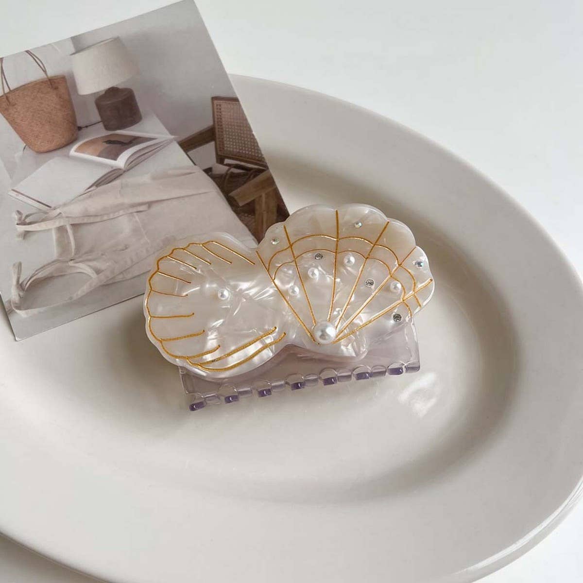 Sea Shell & Lobster Hair Claw, Ocean Animal Clip