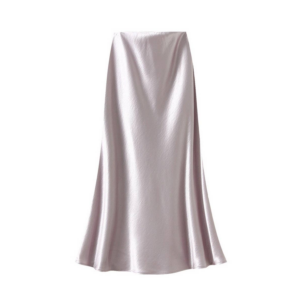 ELEGANT PLEATED SATIN FISHTAIL SKIRT
