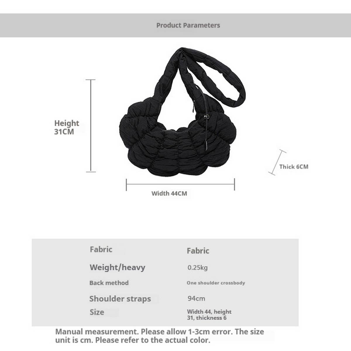 Puffy Half Moon Bag Large Cloud Crossbody_8626-01A