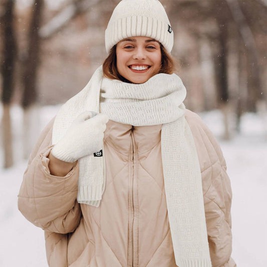 WINTER OUTDOOR WARM KNITTED PLAID THREE-PIECE SUIT