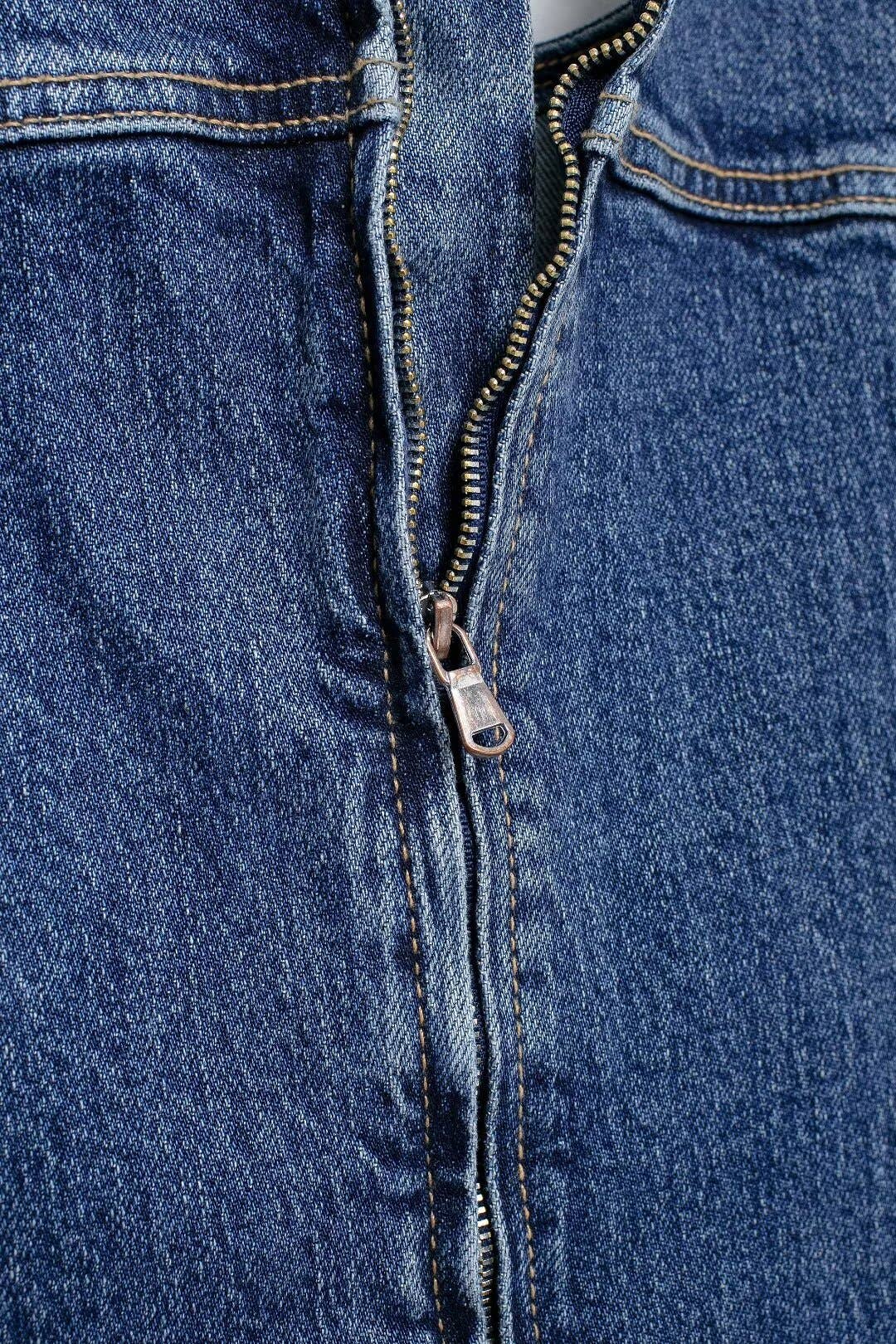 Round-neck versatile short denim dress