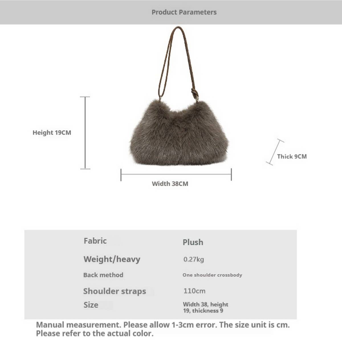 Plush Fur Shoulder Bag Women Handbag Tote_CUAB00539