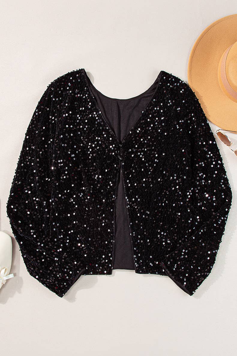 SLIM-FIT PERSONALITY SEQUIN HOLLOWED OUT HOODIE