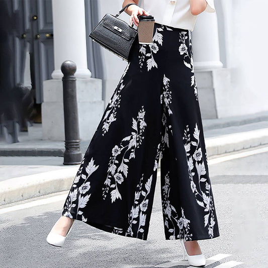 Pendant wide-leg print temperament slim pants