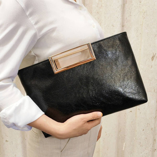 Fashionable and shiny PU leather handbag