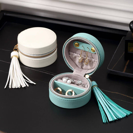 ROUND MINI TRAVEL PORTABLE JEWELRY STORAGE BOX