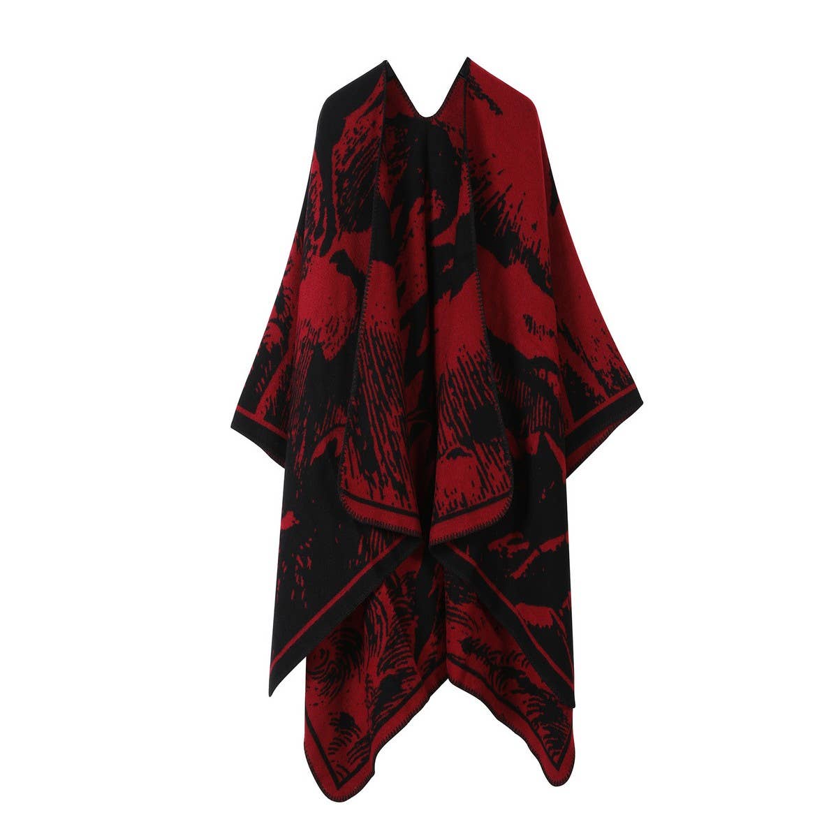 FAUX CASHMERE SHAWL CAPE WARM CLOAK