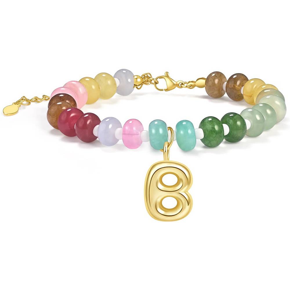 26-letter Dopamine-colored natural stone bracelet