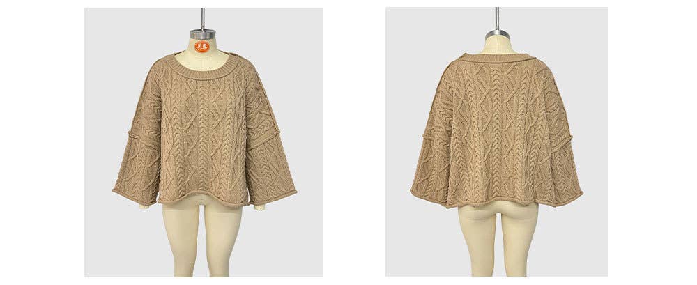 Round-neck short twisted loose knitted sweater
