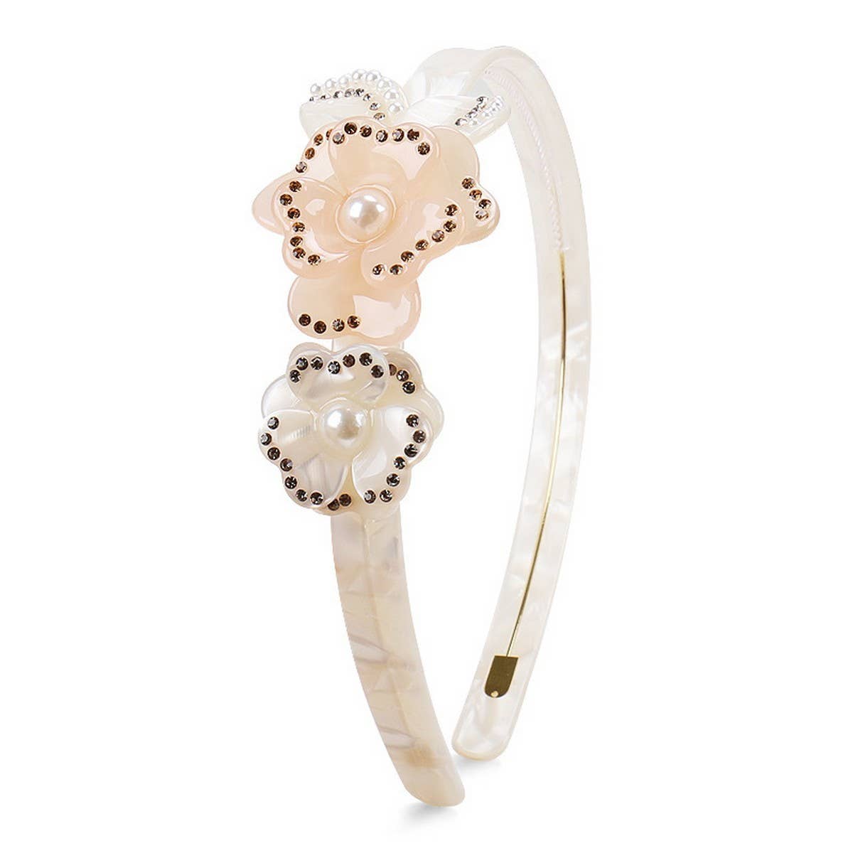 SWEET RHINESTONE FLOWER HEADBAND WIDE BRIMHEADBAND