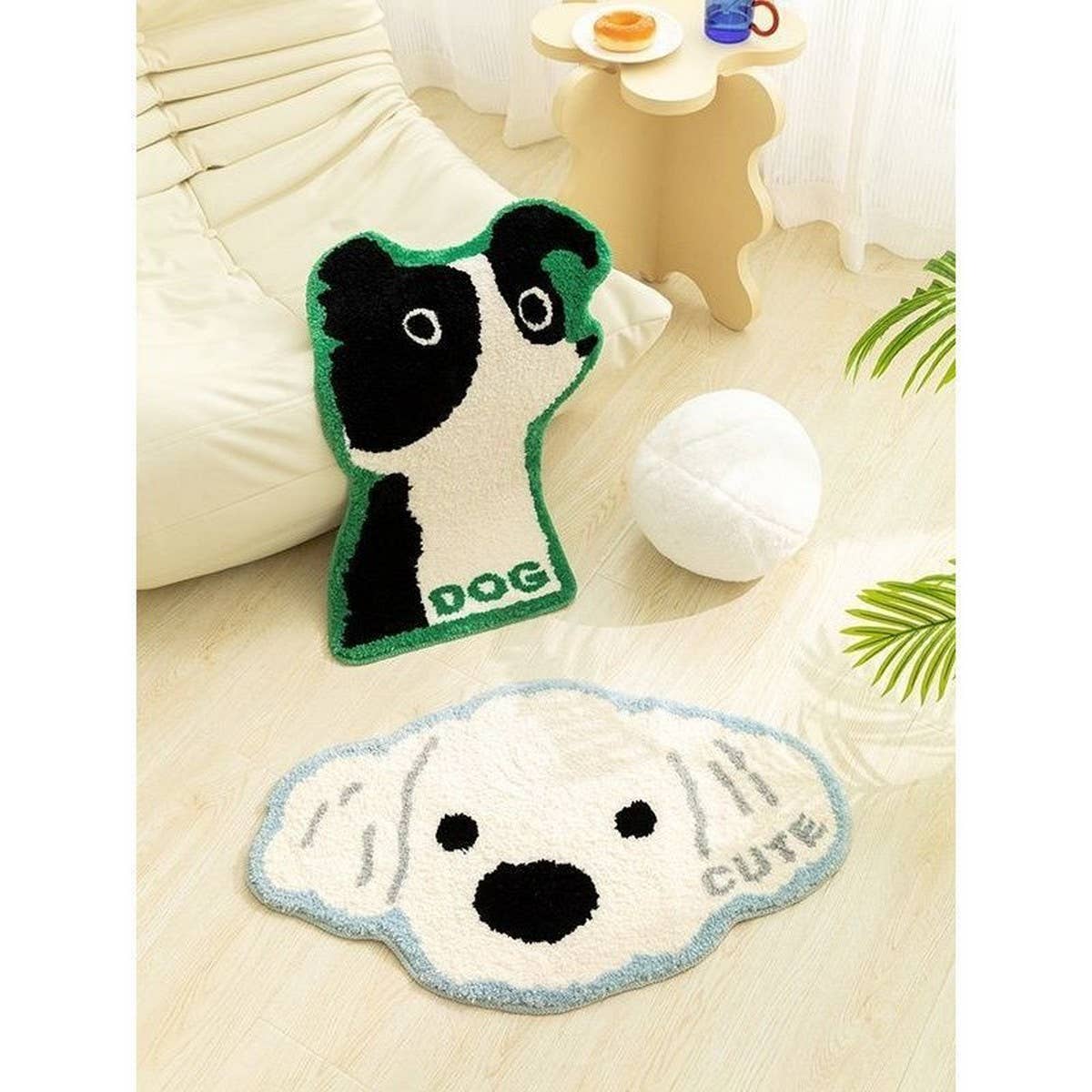 Cute Dog Plush Rug Non-Slip Bedside Mat