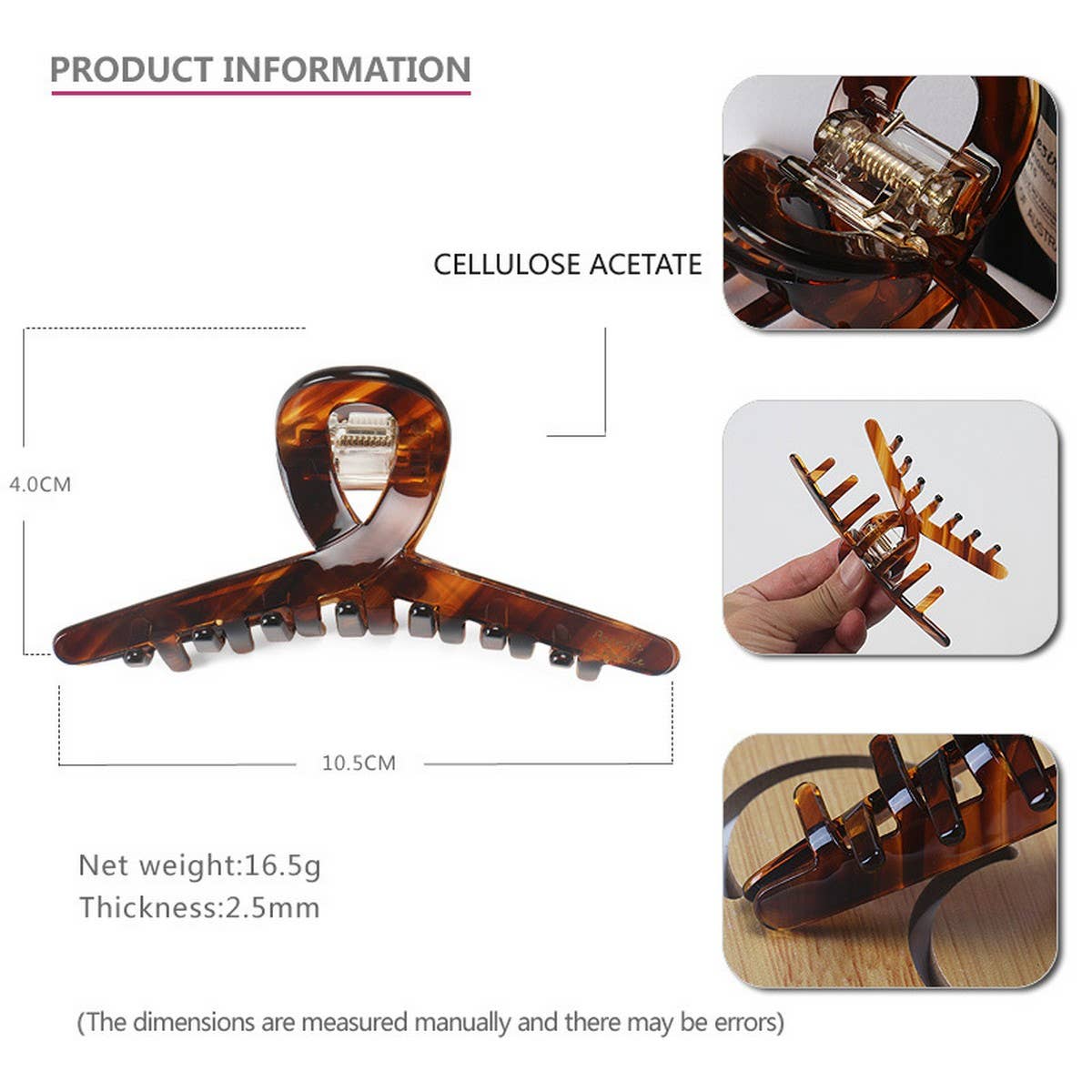 ACETATE HAIR CLIP SHARK CLIP HALF CLAW CLIP_CWAHA4260