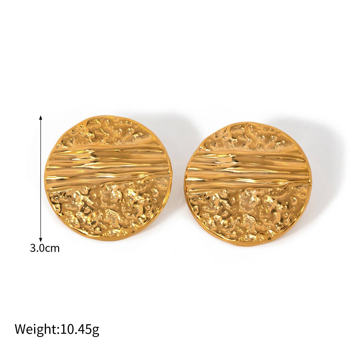 PLEATED HAMMERED ROUND DESIGN EARRINGS_CWAHA0895